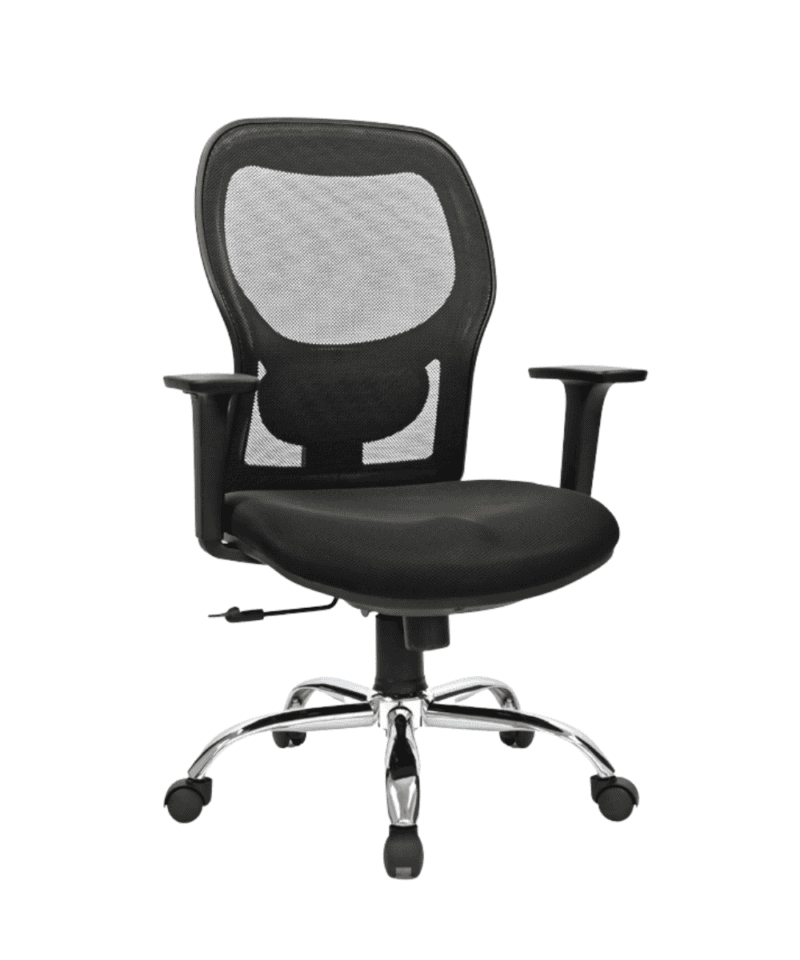 Silla ejecutiva con respaldo de malla y base cromada