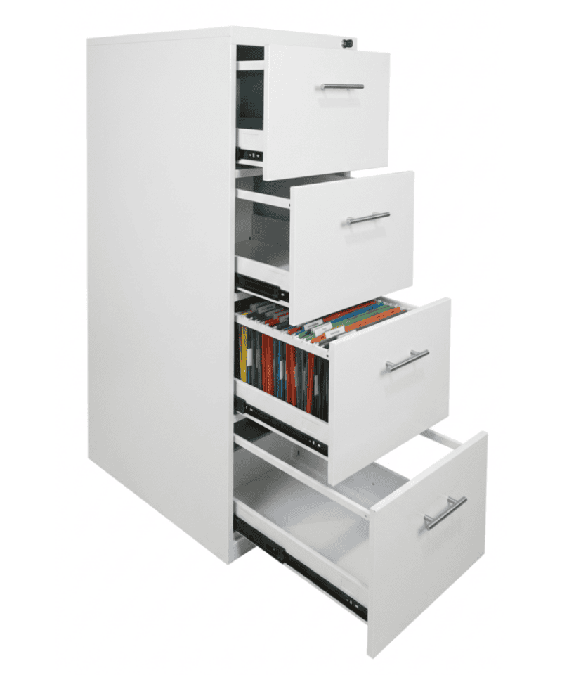 Archivo vertical de 4 gavetas de melamina